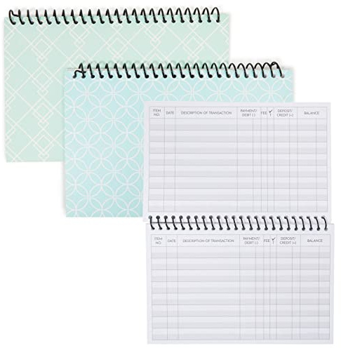 Okuna Outpost 2-pack spiralbunden redovisningsbok - check- och sedelspårare anteckningsbok för småföretag bokföring, checkar kontoregister bok för personlig ekonomi (100 sidor)