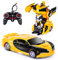 Kazzley Roboter Auto mit Fernbedienung, Transform Spielzeug Ferngesteuertes Auto RC Transformator Spielzeugauto für Kinder Junge Geschenke ab 4 5 6 7 8 9 10 Jahre Gelb