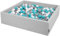 KiddyMoon Quadrat Bällebad Bällepool 120X30cm/1000 Bälle ∅ 7Cm Eckig Ballgruben Für Babys Spielbad Kleinkinder, Hergestellt In Der EU, Hellgrau:Grau-Weiß-Türkis