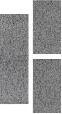 SIMPEX Bettvorleger Schlafzimmer Teppich Bettumrandung 3 Teilig Läufer Flur Küchenteppich Bettläufer Modern Einfarbiges Design Kurzflor Soft & Extra Weich Farbe: Grau