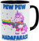 OM3® Einhorn Regenbogen Pew Pew Madafakas Tasse mit Spruch - Statement | Keramik Becher | 11oz 325ml | Beidseitig Bedruckt | Schwarz