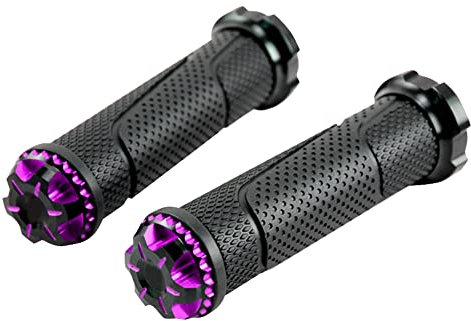 Manopole Per Manubrio Moto Universali, MoreChioce 2 Pezzi Manopole Per Moto in Lega Di Alluminio Antiscivolo Coperture Per La Maggior Parte Dei Manubri Moto in 2,1cm / 2,4cm,Viola