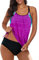 Aleumdr Tankini Damen Bauchweg Bademode Set Zweiteilig Tankinis Push up Sommer Badeanzug Damen Sportlich Tankini Set Zwei Stück Badeanzüge für Damen Bikini Set Swimsuit mit Cups,Lila XL