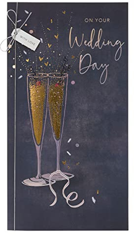 UK Greetings Wedding Card for Him/Her/Friend - Champagne Design