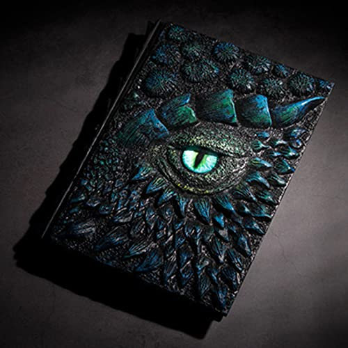 Deluxe Animiertes Drachenbuch, 3D Drachen Relief Tagebuch Buch, Exquisite Haushalt Harz Ornamente, Halloween Drachenbuch Requisite, Horrible Eye Motion (Eisdrache)