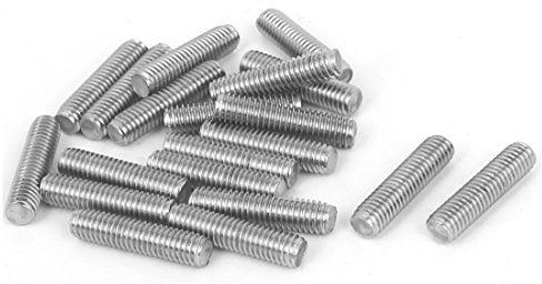 PATIKIL M6 25mm Lunghezza Completamente Filettata 304 Inox Acciaio Asta Barra Borchie,Argento Tonalità 20pz