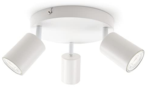 da LIGHT LED Deckenlampe 3-flammig, Dreh und Schwenkbar Deckenstrahler Spotleuchte Wandspot GU10 (ohne Leuchenmittel) Retro/Vintage Deckenleuchte 230V Weiß für Wohnzimmer Schlafzimmer Küchen