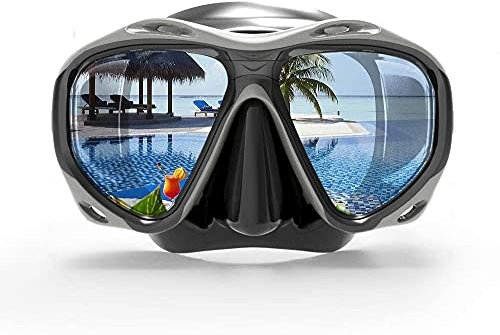 Samnuerly Vollgesichtsmaske Tauchen Schnorchelmaske Professionelle Tauchmasken Brille Wassersport Schnorchelausrüstung Unterwasser Erwachsene oder Kinder Schwimmbrille (klar) (schwarz)