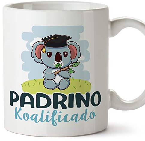 MUGFFINS Tazas para PADRINO - En Español - Koalificado/koalificada - 11 oz / 330 ml - Regalo original y divertido