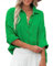 Zitiki Chemisier pour Femme en Coton - Chemise décontractée - Col en V - Manches Longues - Élégant - Décontracté - avec Poches Poitrine, Vert, S