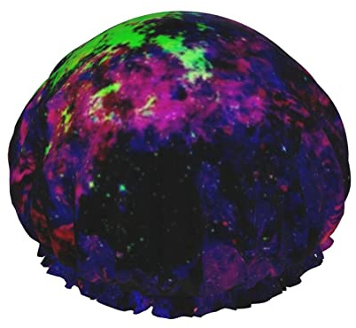 Shower Cap Glow In Dark Splatter Neon Reusable Bath Cap Elastic Bathing Shower Hat Soft Waterproof For Hair Caps Of All Hair Lengths