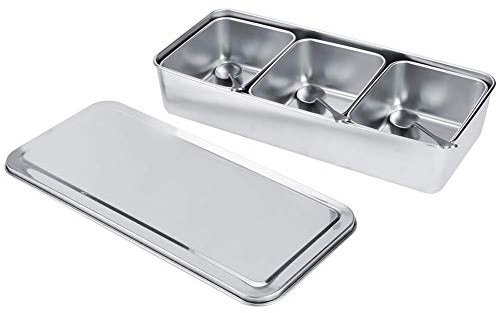 Xcello Caja De Condimentos De Acero Inoxidable, Coctelera De Especias De Gran Capacidad Con 3 Rejillas Para Condimentos, Aperitivos, Harina, Productos Secos, Frutas