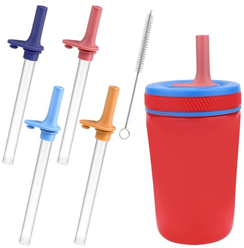 XANGNIER Replacement Straws and Bite Valve Compatible with Zak Designs Kelso 15 oz Tumbler Water Bottle,4 pcs Reusable Silicone Straws with Cleaning Brush for Zak Designs Kelso 12 oz Toddler Cups