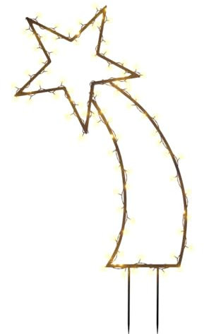 vidaXL Sternschnuppe, Weihnachtsbeleuchtung mit Erdspießen 80 LEDs, Wasserdicht LED Gartenstecker mit 8 Beleuchtungsmodi, Beleuchtet Weihnachtsdeko Stern, 62 cm
