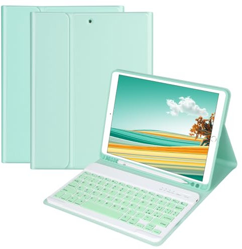 Custodia Tastiera per iPad 10.2 7a Generazione 2019/8a Gen 2020/9a Gen 2021/iPad Pro 10.5/iPad Air 3, Magnetica Cover con Staccabile Bluetooth Wireless Layout Italiana Tastiera(Verde Menta)
