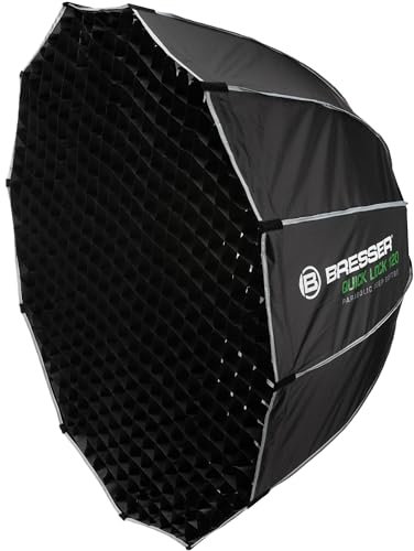 Bresser Boîte à lumière parabolique 120 cm avec système Quick Lock, Monture Bowens, diffuseurs, Grille nid d'abeille, Photo Portrait et Produit