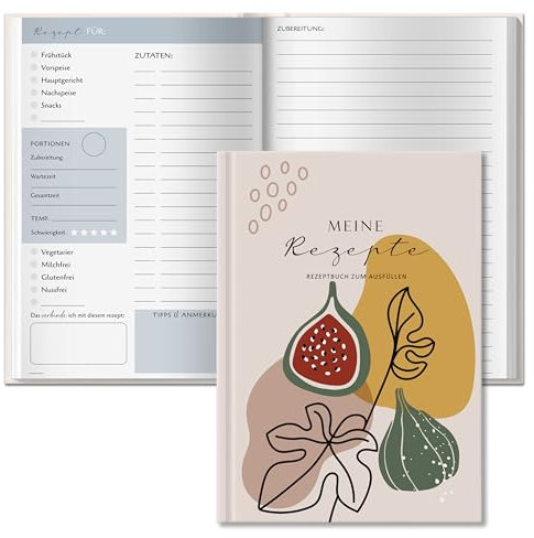 BIROYAL Rezeptbuch zum Selberschreiben A5, Kochbuch Selbst Schreiben, Rezeptbuch für 100 Lieblingsrezepte, Kochbuch zum Selberschreiben, Recipe Book Backbuch Schreiben, Rezepte Buch zum Ausfüllen