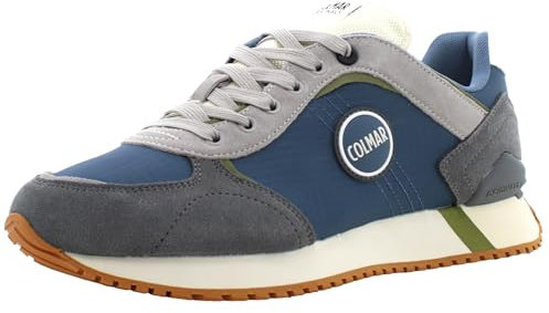 Colmar Travis Plus Shade Sneaker, niedrig, Leder, Denim, Dunkelgrau, Grün, 44 EU