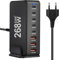 AXFEE 268W Caricatore USB C, 8 Port Stazione di Ricarica Multipla GaN PD3.0, Caricatore Rapido 268W, Portatile Caricabatterie, per iPhone, iPad, Samsung, Huawei, Google Pixel
