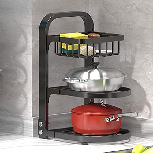 Organizador de armario de cocina esquinero de 3 niveles, estante para platos para organización de almacenamiento de cocina, estante de almacenamiento debajo del fregadero para tazones, platos y tazas