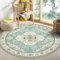 Nyescasa Runder Teppich Wohnzimmer Schlafzimmer Vintage Boho Kurzflor Teppich Weich Waschbar rutschfest Runder Teppiche für Kinderzimmer Esszimmer Outdoor, Beige Türkis, Rund 160 cm
