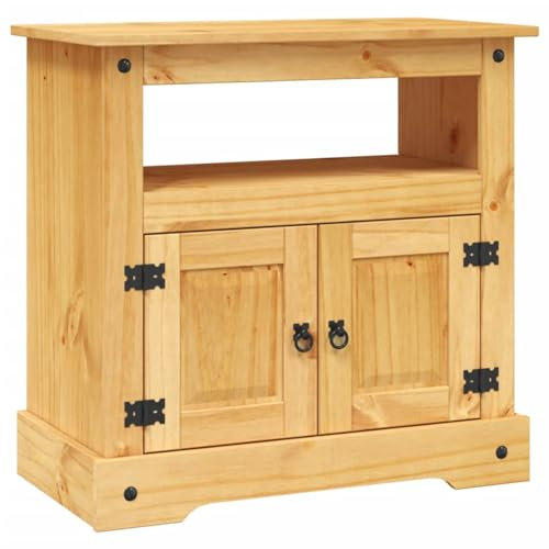 Gecheer TV Rack Regal TV Schrank Mit 1 Schrank und 1 Regal Fernsehtisch Fernsehtisch, Allzweckschrank 2 Türen, 1 offenes Fach,Moderne Anrichte Abmessungen:80 x 43 x 78 cm (L x B x H) Braun