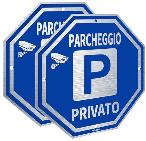 Cartello Parcheggio Privato Alluminio ai Condomini, Ashoaza 2 Cartelli Divieto di Sosta, Area Videosorvegliata 24H, Proprietà Privata Cartelli di Parcheggio Privato con protezione UV (Cm 20x20)