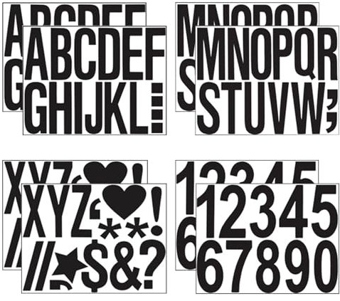 8 Blätter Buchstaben Sticker Klebebuchstaben,4 Inch Leicht anzubringende Zahlen Aufkleber,Wasserfeste Vinyl Sticker,für Poster Briefkästen Basteln DIY Crafts