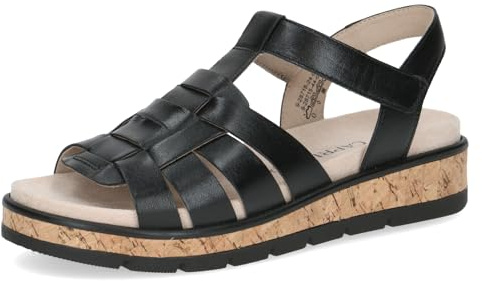 CAPRICE Damen Sandalen flach aus Leder mit Klettverschluss