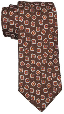 Brooks Brothers Luxuriöse Krawatte mit braunem und pinkem Medaillon, Braun, Einheitsgröße