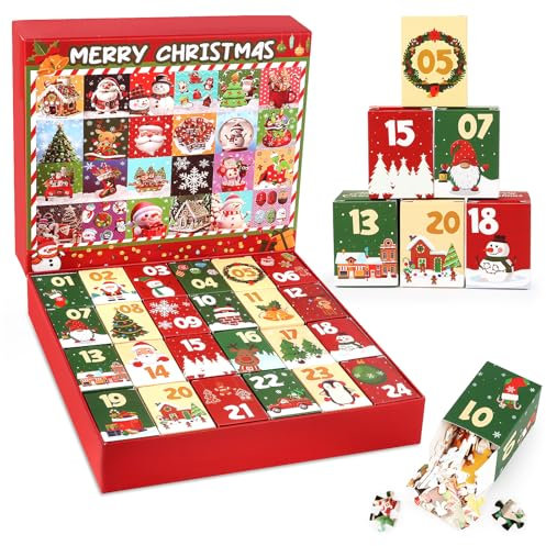 Lemicin Advent Calendars Puzzle Jigsaw - 1008pcs Christmas Advent Calendar 2025 Jigsaw Puzzles Xmas 24 Days Advent Countdown Gift for Adults
