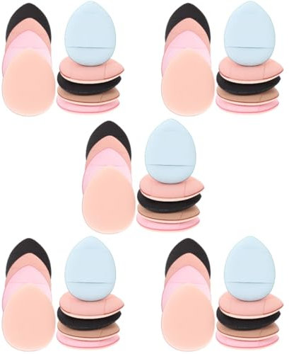 Healeved 125 Pièces Coussin de bouffée de poudre éponge fond de teint mini bouffée de doigts makeup kit makeup sponge se maquiller bouffée de maquillage houppette en vrac