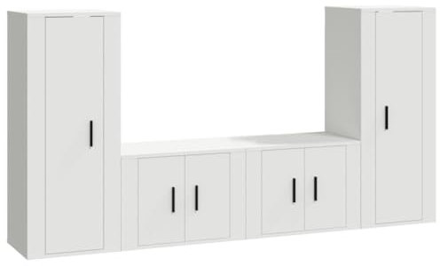 Annlera Meuble TV 4 pièces - Meuble TV suspendu - Console TV - Meuble TV - Montage mural - Armoire d'appoint moderne - Design tendance et pratique - Blanc