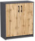 Kommode 74cm breit in matter Ausführung, Kommode mit 2 Türen und 1 Regal, Schrank mit hochwertigen Polymergriffen für Schlafzimmer, Wohnzimmer, Flur - Hergestellt aus laminiertem Holz - graphit Eiche