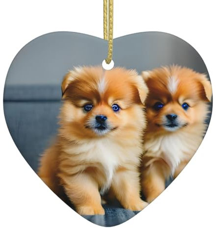 Pomeranians Cuccioli e Point Print Mini Decorazioni di Natale Ornamenti Primi Ceramica Albero di Natale Decorazione Regali di Natale