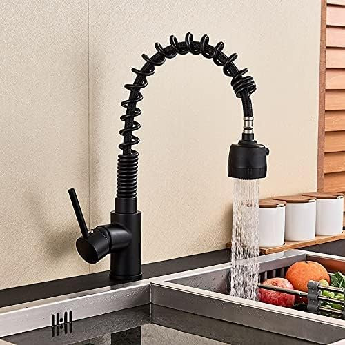 DLNTXFDG Grifo para Fregadero de Cocina para Bar, Estilo rústico, Comercial, Grifo para Fregadero de Cocina Negro Mate, Grifo Giratorio abatible para Fregadero de Cocina, Mezclador de Agua