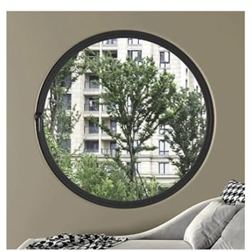 Ventanas de metal de repuesto de montaje empotrado, ventanas de ventilación giratorias redondas de 360° con asas, vidrio templado de sótano abierto comercial for sótano de baño de restaurante(Black,50