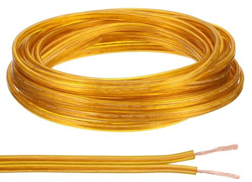 PATIKIL 25Ft 18/2 PVC Stromkabel, 300V SPT-2 Lamp Cord Insulated, Golden | Heat Resistant Electronical Flexible Cable for LED Lamp Wire Audio Cable Speaker, UL Listed