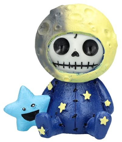 Figuren Shop GmbH Furrybones Figur 'Luno' – Skurriles Skelett im Mond-Kostüm, handbemalte Deko Statue, 7,5 cm Höhe