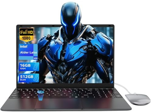 Ordenador Portátil de 15,6 Pulgadas N95 con procesador Quad-Core, PC Portátil con 16GB DDR4 y 512GB SSD, Pantalla Full HD 1920 x 1080. Ordenador PC Equipado con WiFi5, Bluetooth 4.2, Touch ID