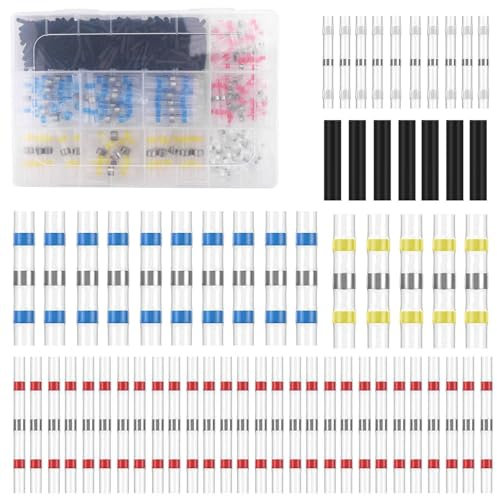 500PCS Solder Seal Wire Connectors, Wire Connectors, Heat Shrink Solder Sleeves, Heat Shrink Connectors, Waterproof Solder Wire Connector Kit Solder Connectors Heat Shrink for Wires Cable Joint