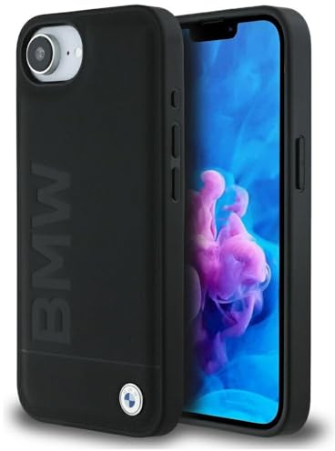 CG MOBILE BMW Leather Hot Stamp Hülle für iPhone 16e (Schwarz)