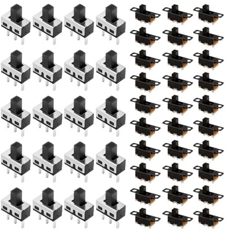 50 Mini Interrupteurs SS12D10 et SS12F15, Micro Interrupteurs à 3 Broches avec 2 Positions, Montage Vertical et sur Panneau, SPDT pour Projets Électroniques, Jouets et Appareils Audio