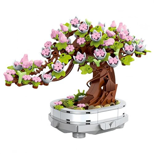 VizBrou Sakura Flowers Building Blocks Set, Botanical Cherry Tree Collection DIY Plant Model Toys Home Office Decor, Gift for Mother's Day, Adults, Teens, Kids Ages 6+