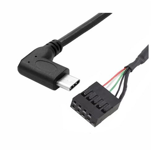 Bolwins C69 USB Kabel Typ-C Stecker auf 9pin 5pin Header Buchse 50cm – Mainboard Adapter Kabel für PC Computer Intern Anschluss, USB-C Geräte, abgewinkelt, Plug & Play, Schwarz