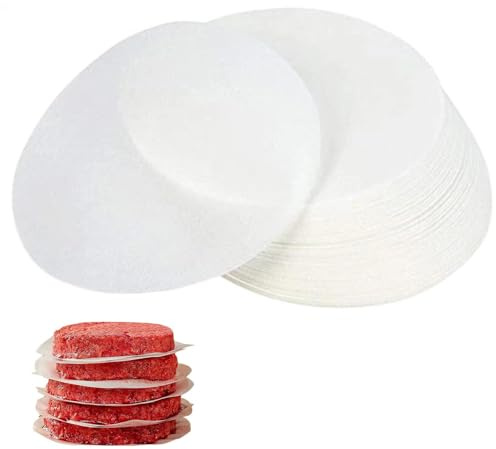 500-Pack Burger Paper Sheets – 11cm Round Patty Papers for Burger Press, Butcher & Freezer Use – Non-Stick, Greaseproof for Meat Separation & Wrapping