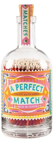 Luxury Giant Matches in Glass Bottle, A Perfect Match XL Matches, Wedding Gift, Long Matches in Bottle with Cork, Coloured Matches, Long Bottled Matchsticks, Valentines Gift