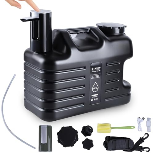 Bidon à eau de 18,5 l avec robinet et pompe électrique - Réservoir d'eau de camping avec poignées - Réservoir d'eau sans BPA - Portable - Pour l'extérieur, le camping, la cuisine - Noir