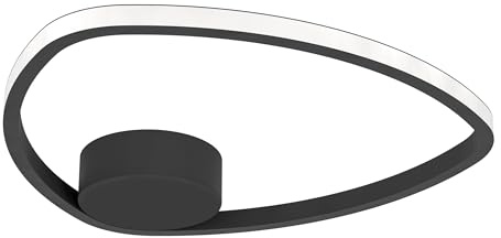 Eglo LED Ceiling Light Fixture Moschella, Flush Mount lamp with Dip Switch | living room and office lighting, black metal, white plastic, warm - cool white