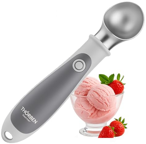 Thörben Cuchara de Helados Eléctrica Calentada, Recargable USB-C, Cuchara de Helados Con Doble Nivel de Calor 45°C y 60°C Para Tomar Helado Fácil y Sin Esfuerzo, Materiales Grado Alimenticio